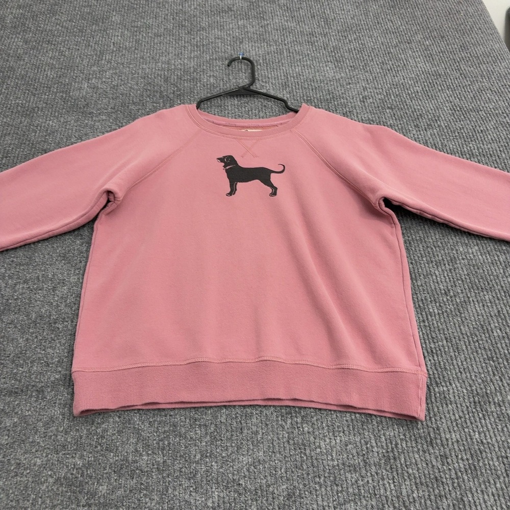The Black Dog Sweatshirt Women S Pink Cotton Blend Raglan Crewneck Preppy Casual